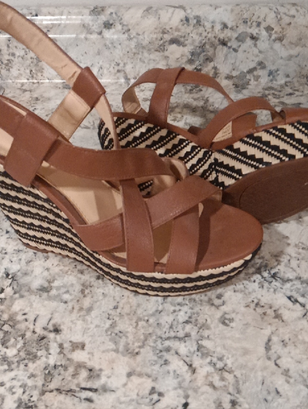 Jessica Simpson Brown Wedge Sandals with Braided Platform